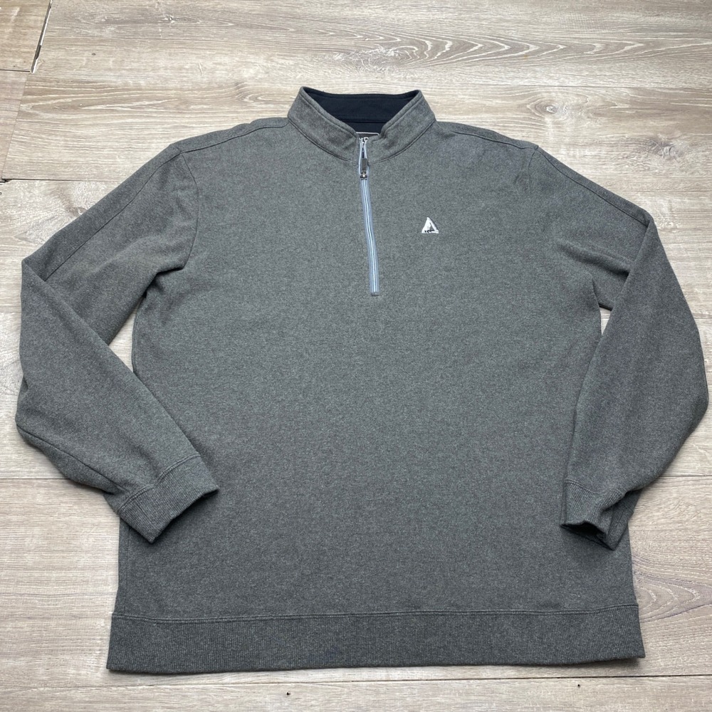 Straight Down Sweater Quarter Zip Mens XL Gray Performance Golf Pullover SD Logo